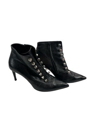 Balenciaga Leather Pointed Toe Studded Lace Up Ankle Boots witchy goth sz 9